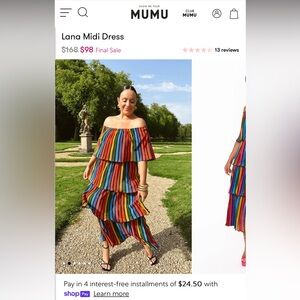 NWT Show Me Your Mumu Lana Dress in Rainbow (XL)